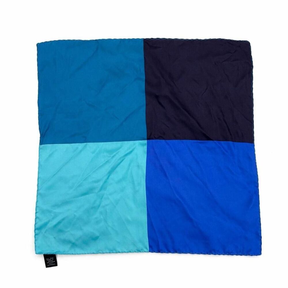 Vintage Silk Square Scarf Geometric Colorblock Blue Multi Unbranded